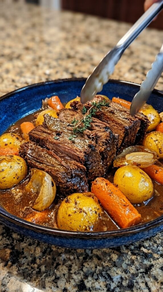 Red Wine Braised Beef Chuck Roast with Potatoes and Carrots