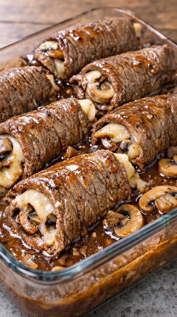 🍄 Mushroom-Stuffed Beef Rolls in Rich Gravy
