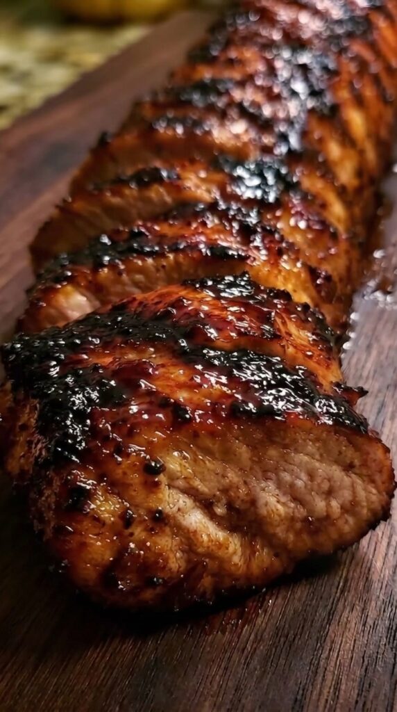 Sticky Honey Garlic Glazed Pork Tenderloin