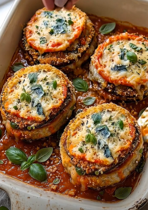 Baked Eggplant Parmesan Stacks