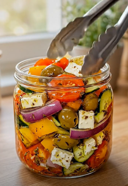 Mason Jar Greek Feta Salad