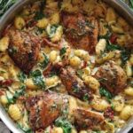 Creamy Tuscan Chicken and Gnocchi with Spinach, Sun-Dried Tomatoes, and Artichokes