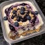 10-Minute High-Protein Blueberry Cheesecake Crunch Bowl