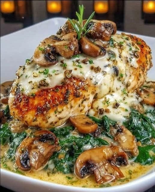 Low-Carb Chicken, Spinach & Mushroom Bake