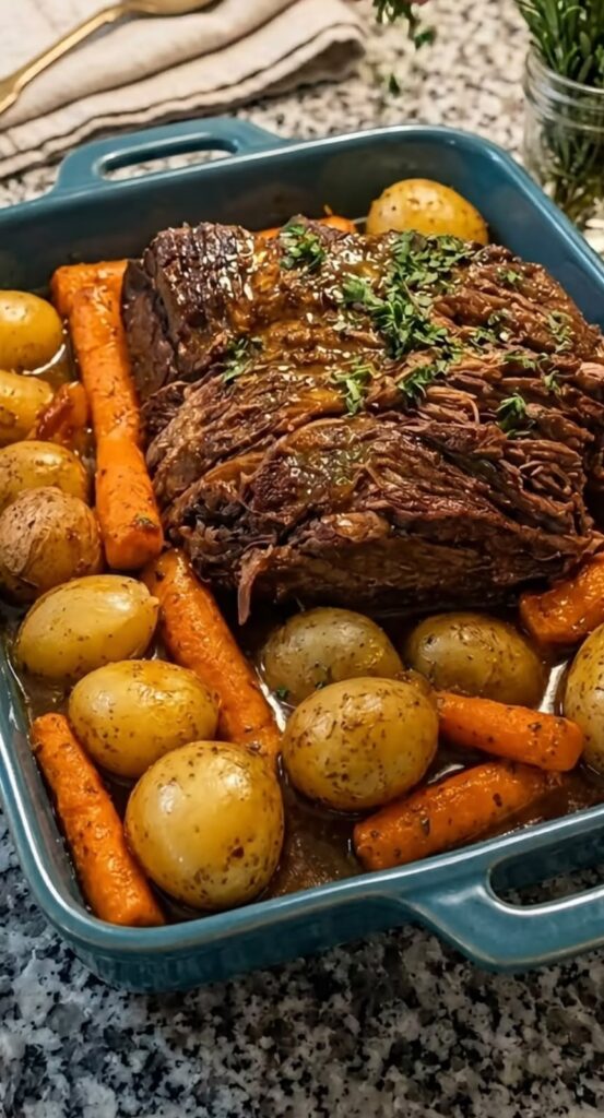 Classic Slow-Roasted Pot Roast with Baby Potatoes and Carrots