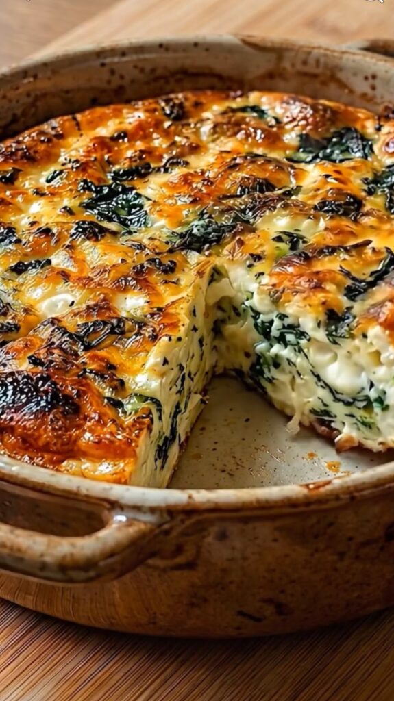 Fluffy Cottage Cheese & Spinach Frittata