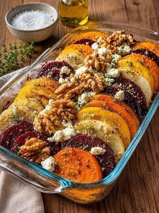 Roasted Root Vegetable & Walnut Feta Salad