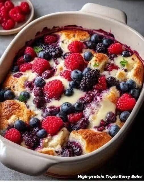 High-Protein Triple Berry Bake