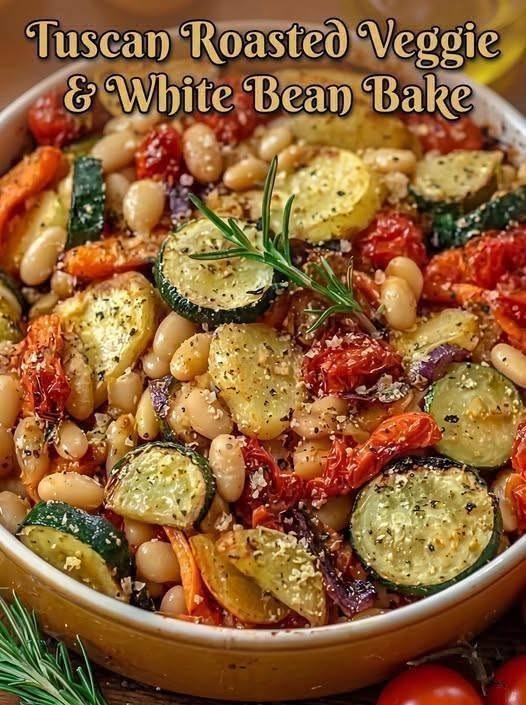 Tuscan Roasted Veggie & White Bean Bake