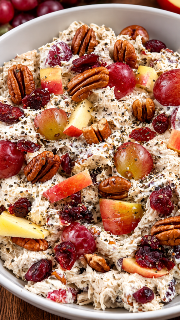 Creamy Grape Chicken Salad with Apples, Pecans & Cranberries