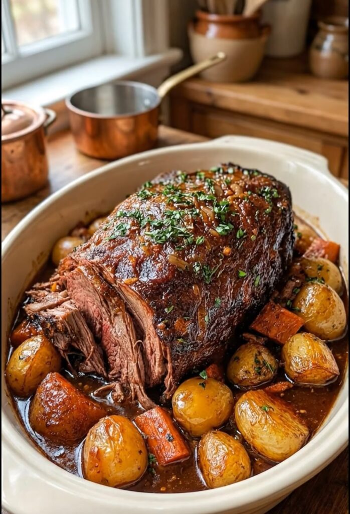 Garlic Herb Pot Roast with Potatoes and Carrots