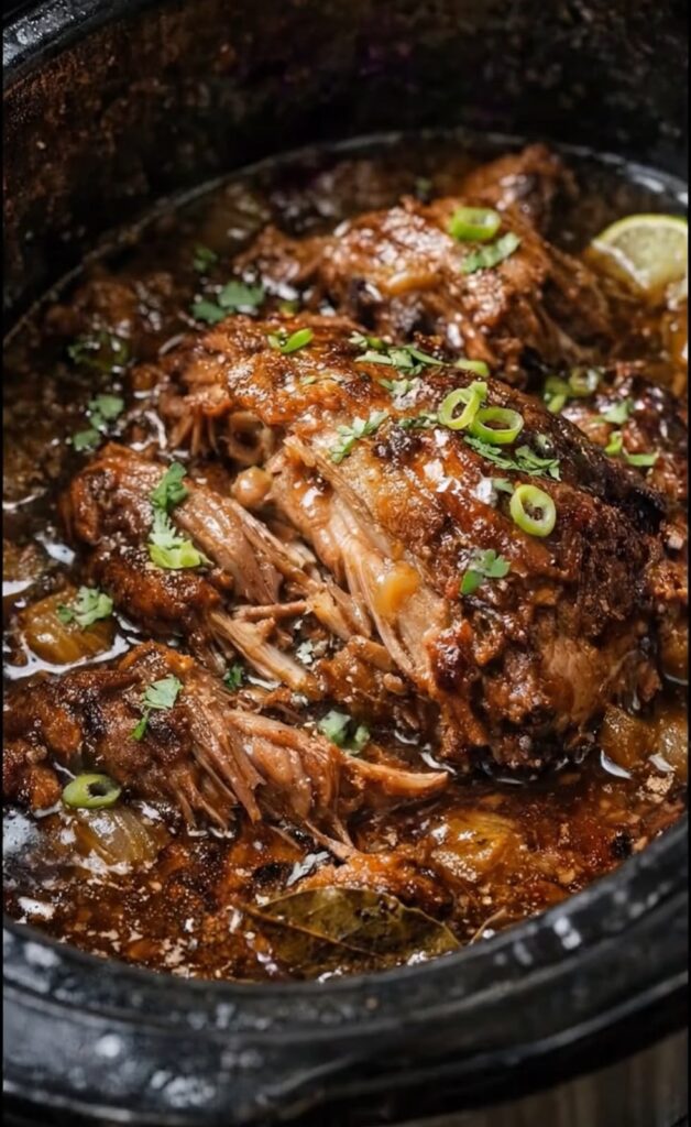 Slow Cooker Garlic Soy Pork Shoulder