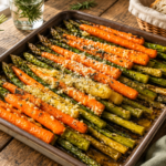 Garlic Parmesan Roasted Carrots and Asparagus