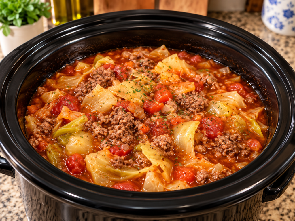 Slow Cooker Cabbage and Ground Beef Stew Recipe