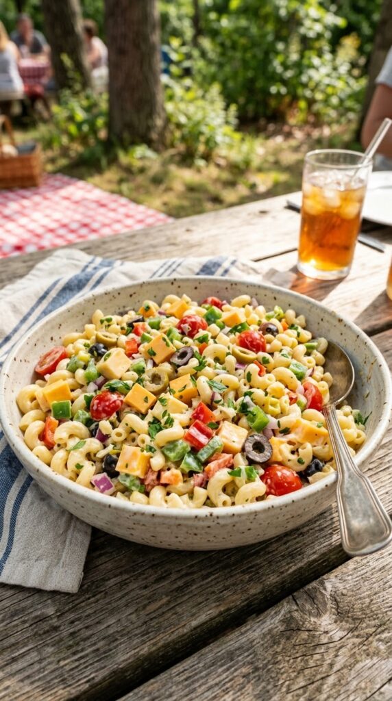 Creamy Macaroni Pasta Salad with Cheddar & Crisp Vegetables