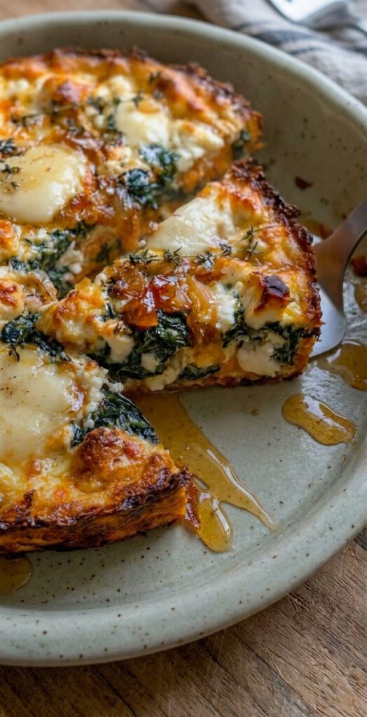 ​Spinach, Caramelized Onion & Goat Cheese Crustless Quiche