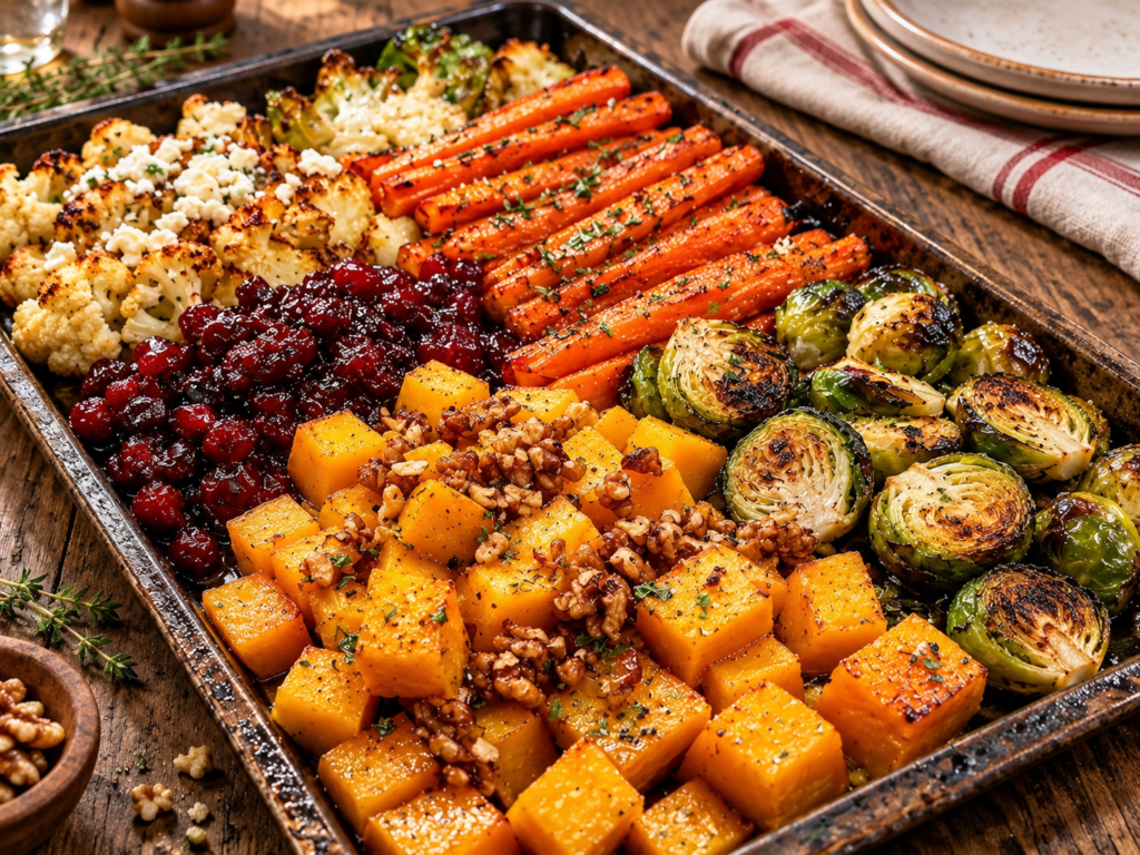 Maple Roasted Vegetable Platter with Butternut Squash and Brussels Sprouts
