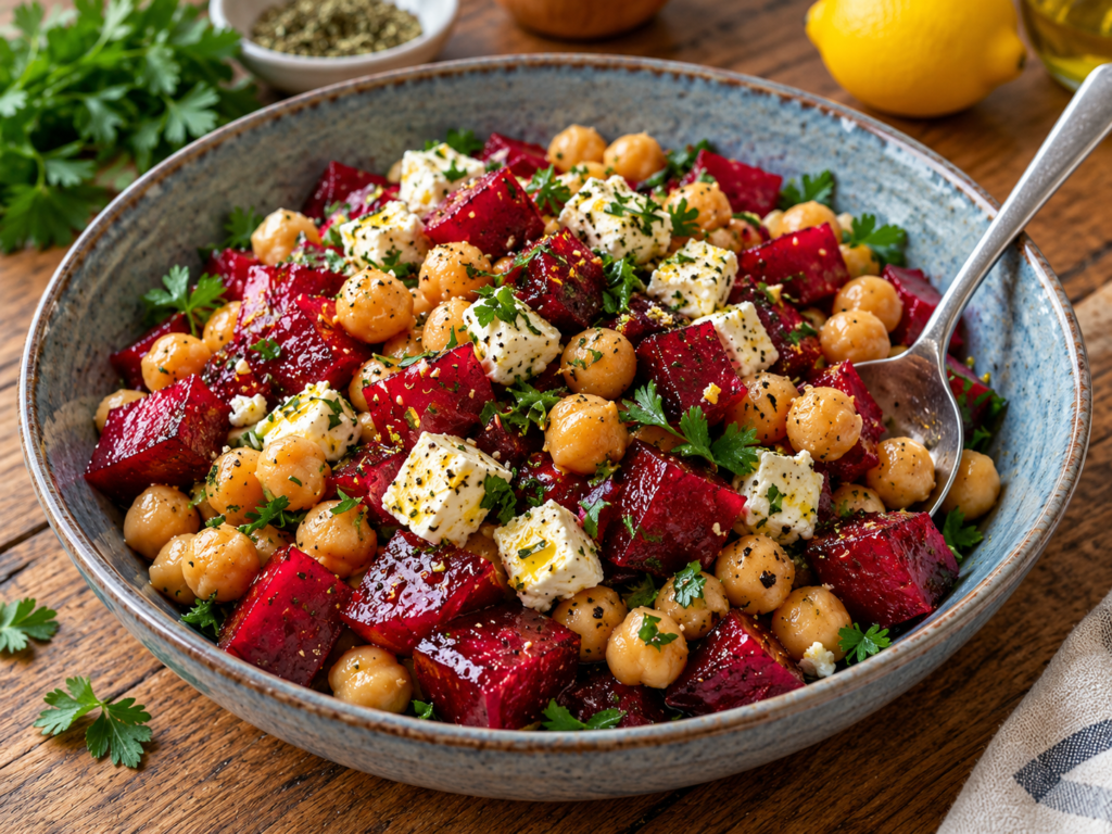 Chickpea and Feta Salad with Lemon Dressing