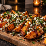 Honey Balsamic Sweet Potato Wedges with Feta