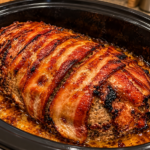 Slow cooker bacon-wrapped meatloaf