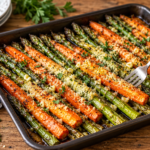 Garlic Parmesan Roasted Carrots & Asparagus