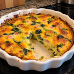 Easy Spinach, Ham and Cheese Crustless Quiche