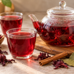 Hibiscus tea with cinnamon and bay leaf