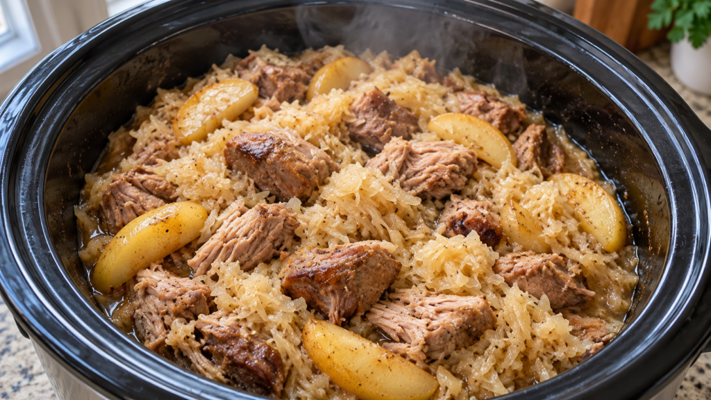 Slow Cooker Pork and Sauerkraut with Apples