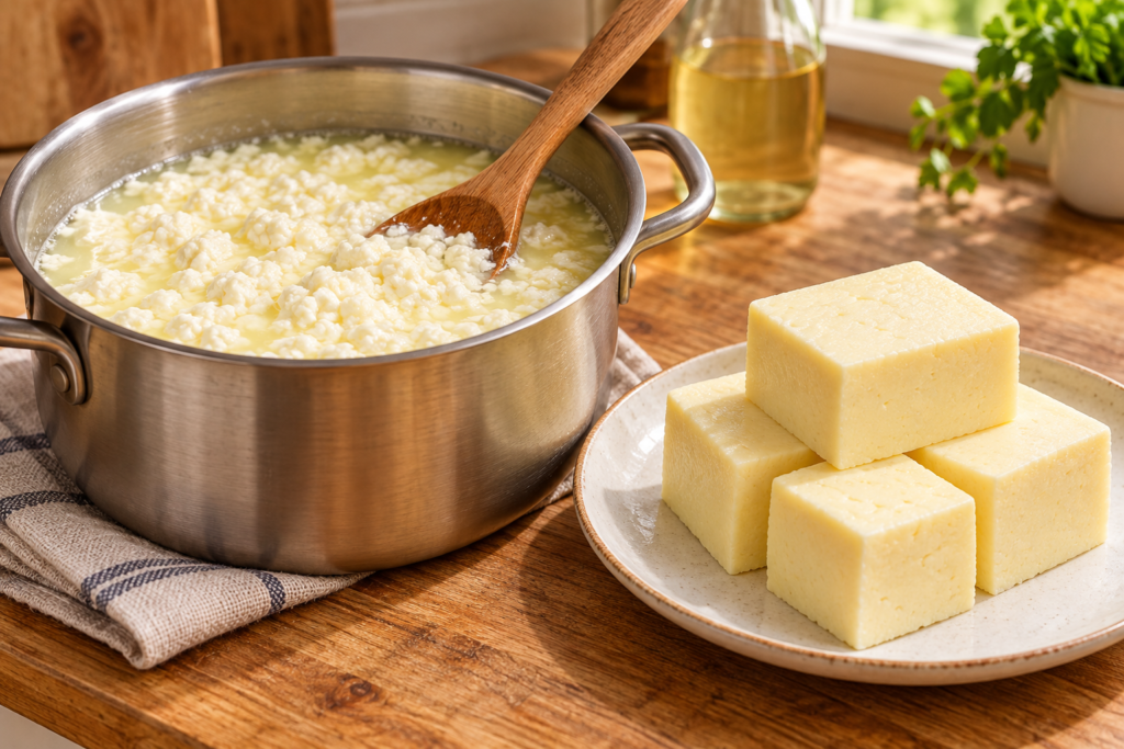 homemade cheese with vinegar