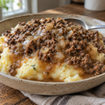Ground Beef and Gravy over Mashed Potatoes