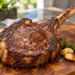 reverse-seared tomahawk steak