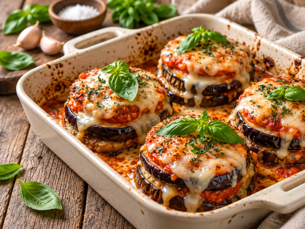 Baked Eggplant Parmesan Stacks