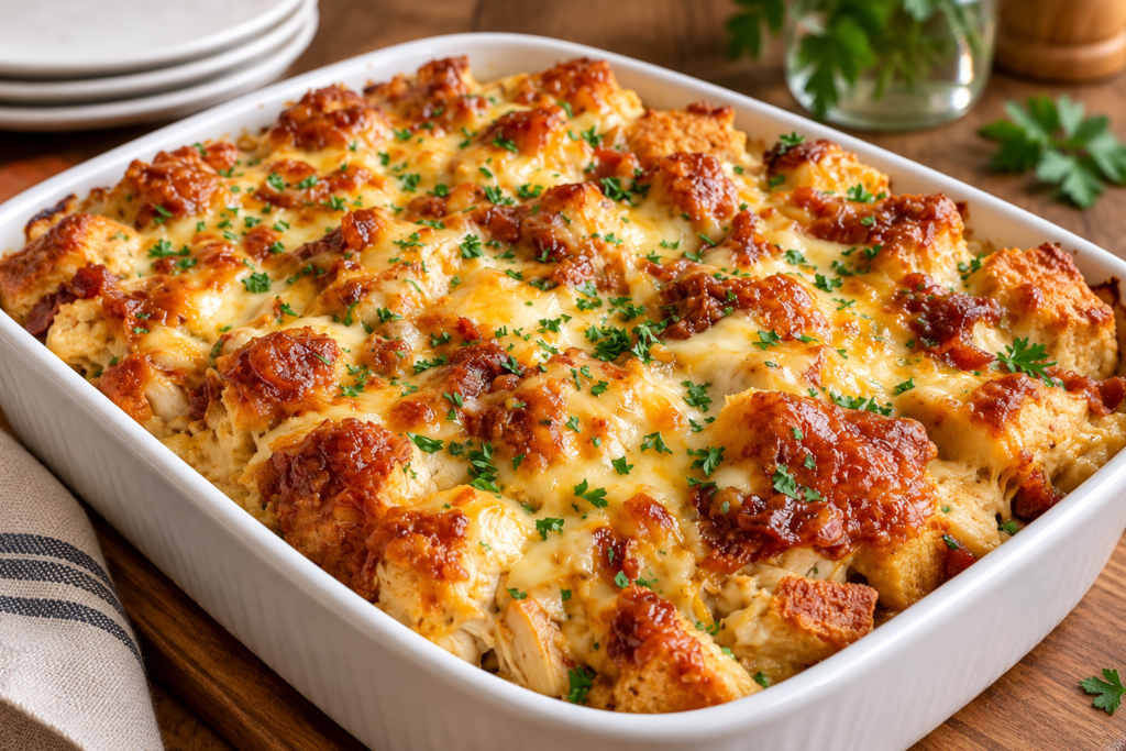 Cheesy Crack Chicken Biscuit Casserole
