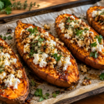 Honey Balsamic Roasted Sweet Potatoes with Feta