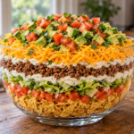 Easy Layered Taco Salad Bowl with Ground Beef