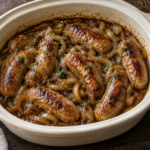 Slow Cooker Sausages with Onion Gravy