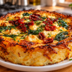 Crispy Potato Crust Quiche with Spinach & Goat Cheese