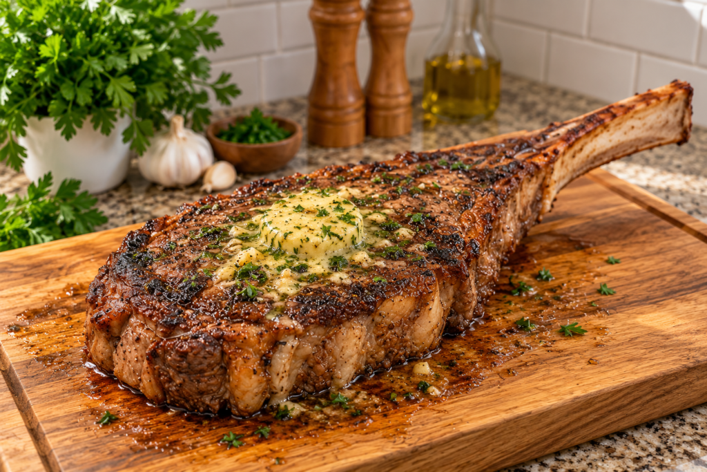 Garlic Herb Butter Tomahawk Steak Recipe