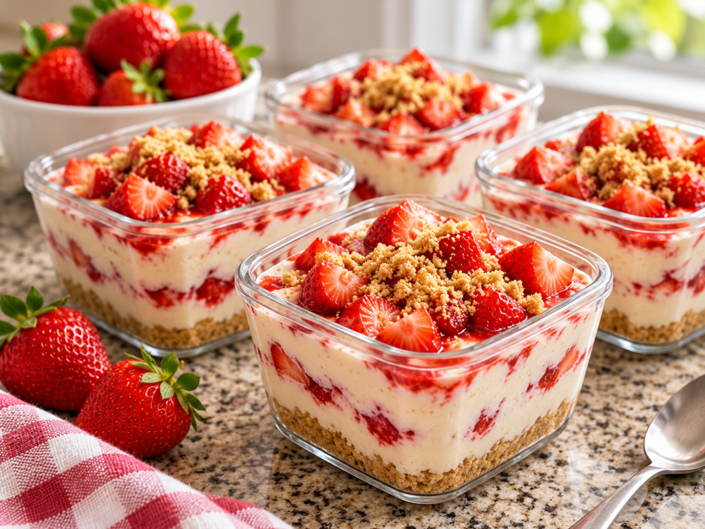 High-protein strawberry cheesecake cups