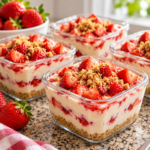 High-protein strawberry cheesecake cups