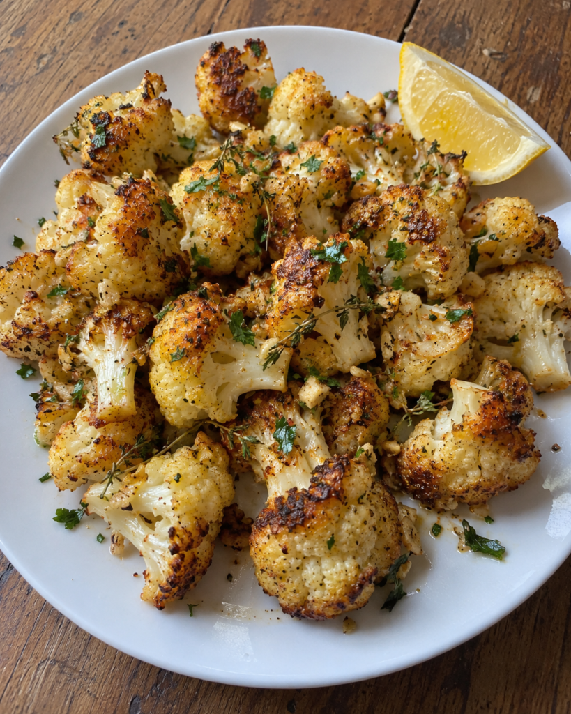 Garlic Herb Roasted Cauliflower with Garlic Butter