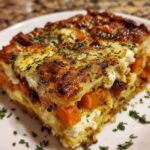 Roasted Sweet Potato, Caramelized Onion, and Feta Casserole