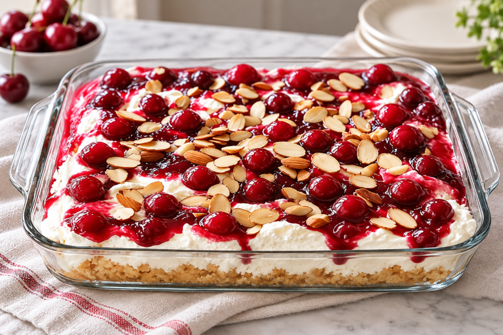 No-Bake Cherry Almond Cream Cheese Dessert