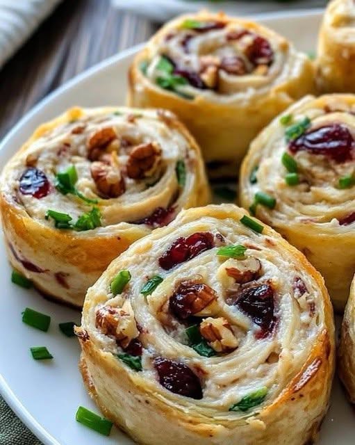 Cranberry Walnut Cream Cheese Pinwheels