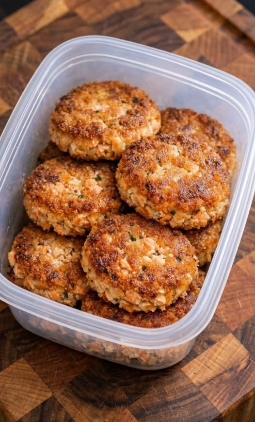 Make crispy 3-ingredient salmon patties with canned salmon, egg, and Parmesan. An easy low-carb recipe with no flour or breadcrumbs, ready in 35 minutes.
