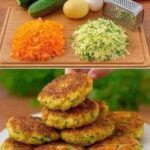 Make crispy zucchini carrot and potato fritters with grated vegetables, eggs, and herbs. An easy golden pan-fried snack or side ready in 40 minutes