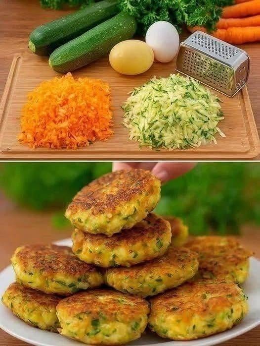 Make crispy zucchini carrot and potato fritters with grated vegetables, eggs, and herbs. An easy golden pan-fried snack or side ready in 40 minutes