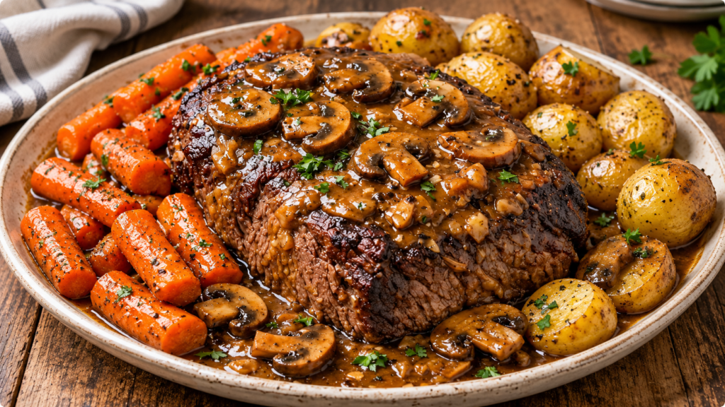 Classic Sunday Pot Roast with Mushroom Gravy