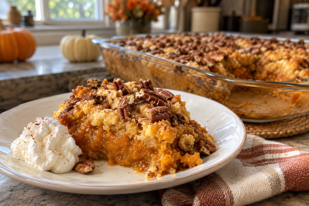 Easy Pumpkin Dump Cake with Buttery Pecan Topping