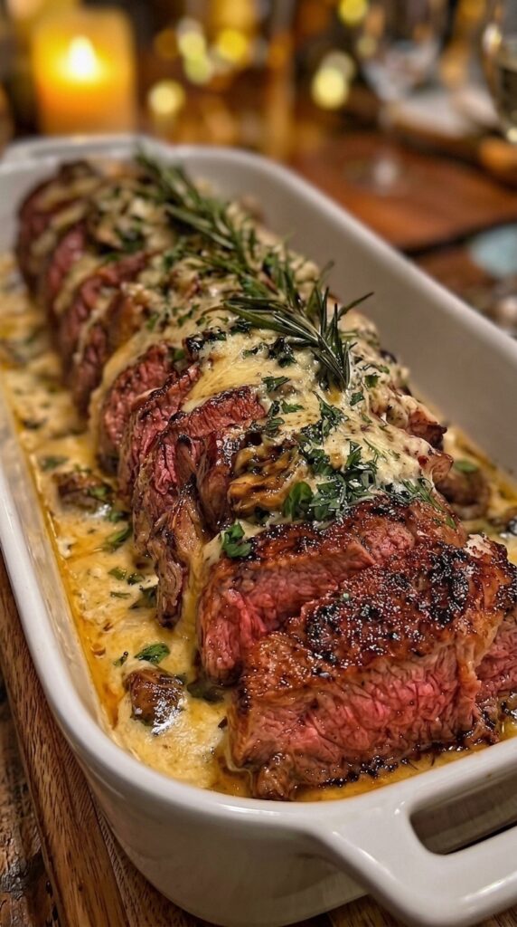 Garlic Butter Steak Tenderloin with Creamy Parmesan Sauce
